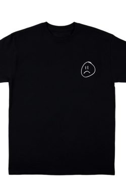 Y2K Grunge Baby Tee - Sad Smiley Face Shirt, Retro 90S Fashion, Pastel Goth, Summer Y2K Outfit