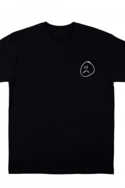 Y2K Grunge Baby Tee - Sad Smiley Face Shirt, Retro 90S Fashion, Pastel Goth, Summer Y2K Outfit