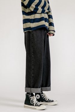 Y2K Grunge Baggy Black Jeans - Retro 90S Fashion, Summer Y2K Outfits, Gothic Y2K Style