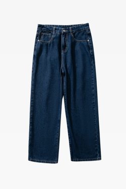 Y2K Grunge Baggy Dark Blue Jeans - Retro 90S Fashion, Summer Y2K Outfits, Gothic Y2K Style