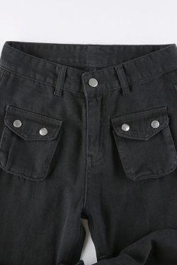 Y2K Grunge Baggy Goth Jeans - Retro 90S Fashion, Summer Y2K Outfits, Dark Y2K Style