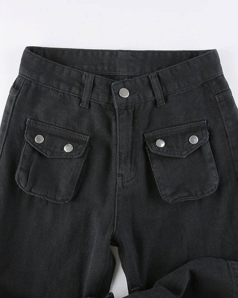 Y2K Grunge Baggy Goth Jeans - Retro 90S Fashion, Summer Y2K Outfits, Dark Y2K Style