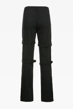 Y2K Grunge Baggy Goth Jeans - Retro 90S Fashion, Summer Y2K Outfits, Dark Y2K Style