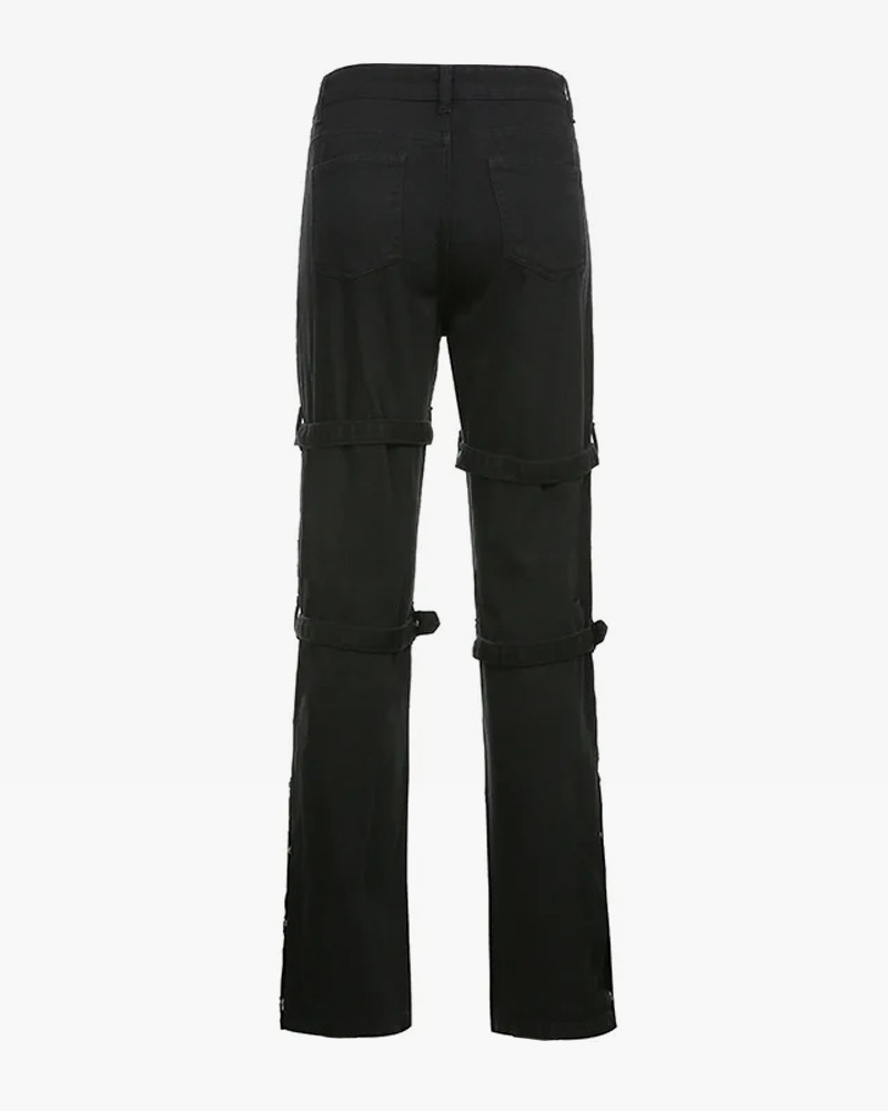 Y2K Grunge Baggy Goth Jeans - Retro 90S Fashion, Summer Y2K Outfits, Dark Y2K Style