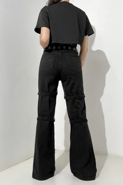 Y2K Grunge Baggy Goth Jeans - Retro 90S Fashion, Summer Y2K Outfits, Dark Y2K Style