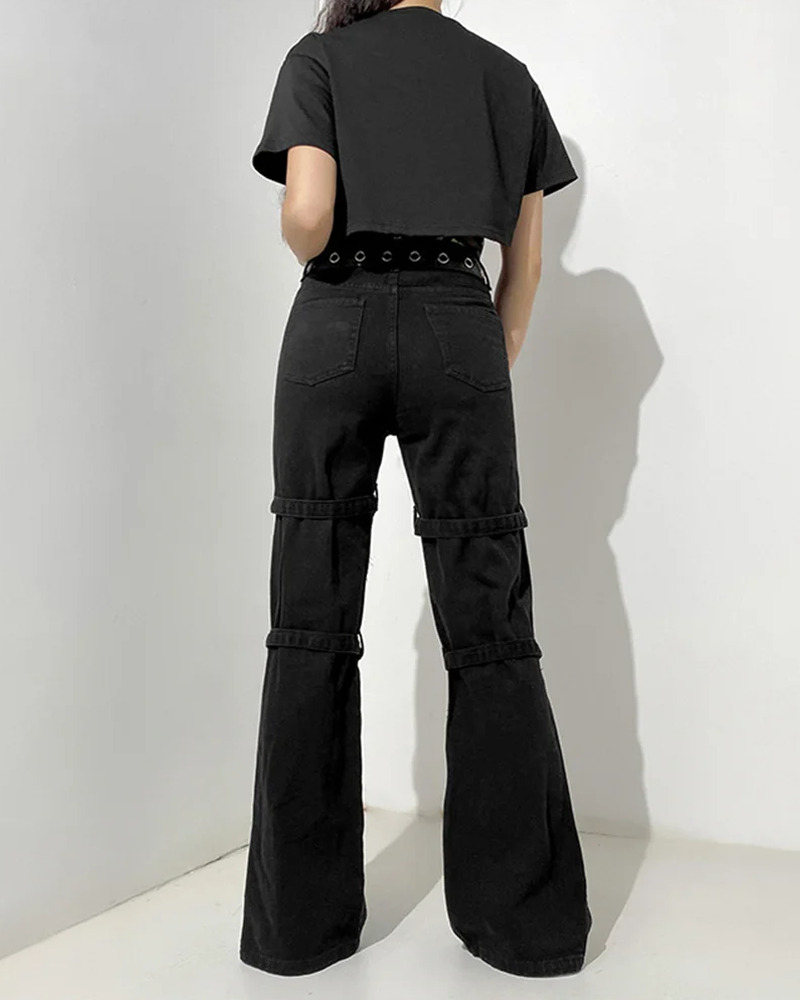 Y2K Grunge Baggy Goth Jeans - Retro 90S Fashion, Summer Y2K Outfits, Dark Y2K Style