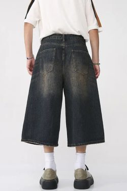 Y2K Grunge Baggy Jean Shorts - Retro 90S Summer Outfit, Y2K Fashion, Pastel Goth Style