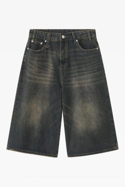 Y2K Grunge Baggy Jean Shorts - Retro 90S Summer Outfit, Y2K Fashion, Pastel Goth Style