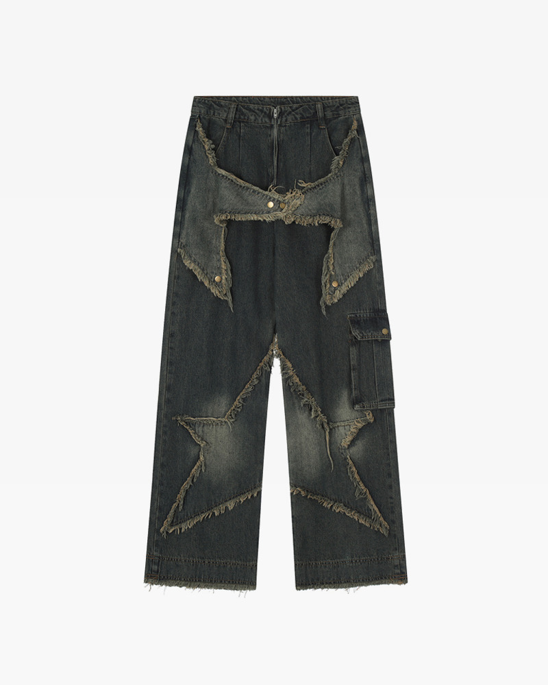 Y2K Grunge Baggy Star Jeans - Retro 90S Fashion, Summer Outfits, And Hip Hop Style Y2K Grunge Baggy Star Jeans - Retro 90S Fashion, Summer Outfits, And Hip Hop Style