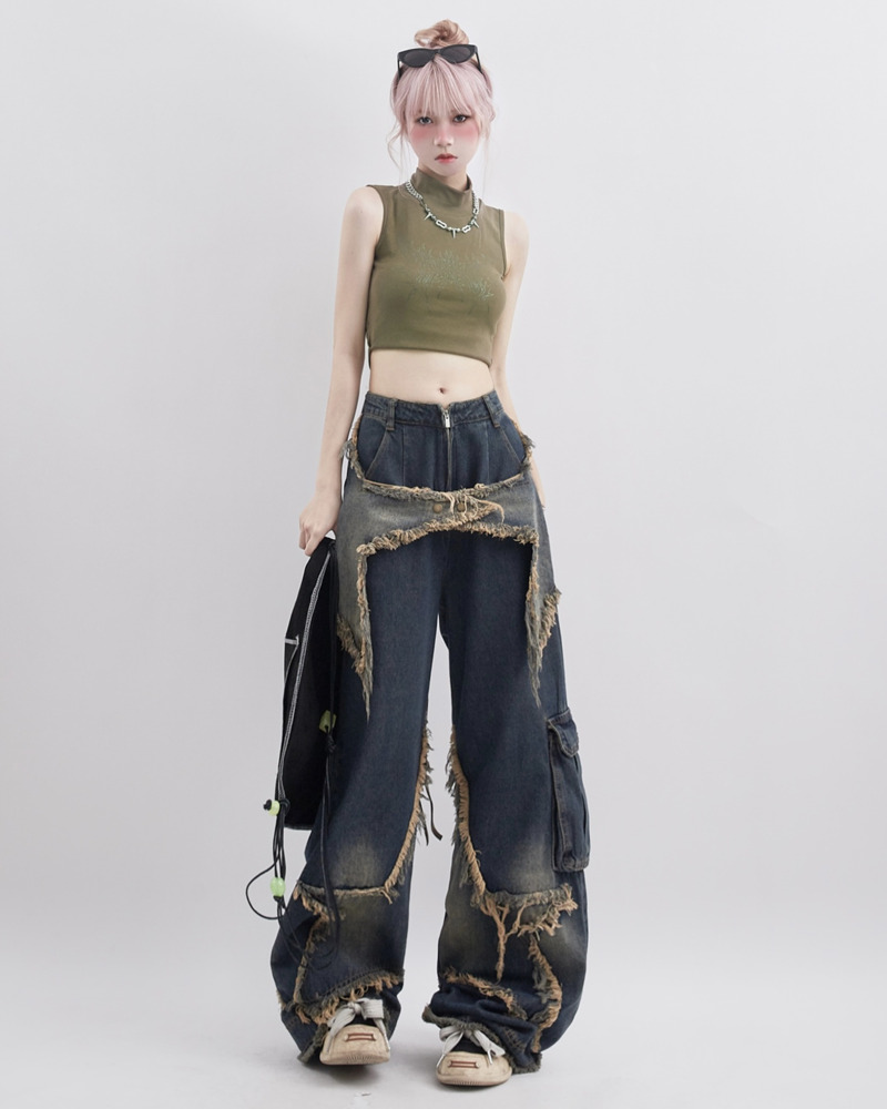 Y2K Grunge Baggy Star Jeans - Retro 90S Fashion, Summer Outfits, And Hip Hop Style Y2K Grunge Baggy Star Jeans - Retro 90S Fashion, Summer Outfits, And Hip Hop Style