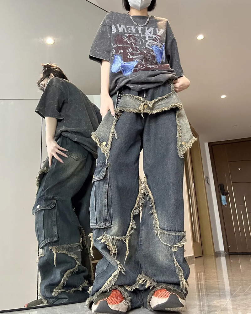 Y2K Grunge Baggy Star Jeans - Retro 90S Fashion, Summer Outfits, And Hip Hop Style Y2K Grunge Baggy Star Jeans - Retro 90S Fashion, Summer Outfits, And Hip Hop Style