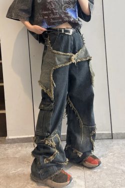 Y2K Grunge Baggy Star Jeans - Retro 90S Fashion, Summer Outfits, And Hip Hop Style