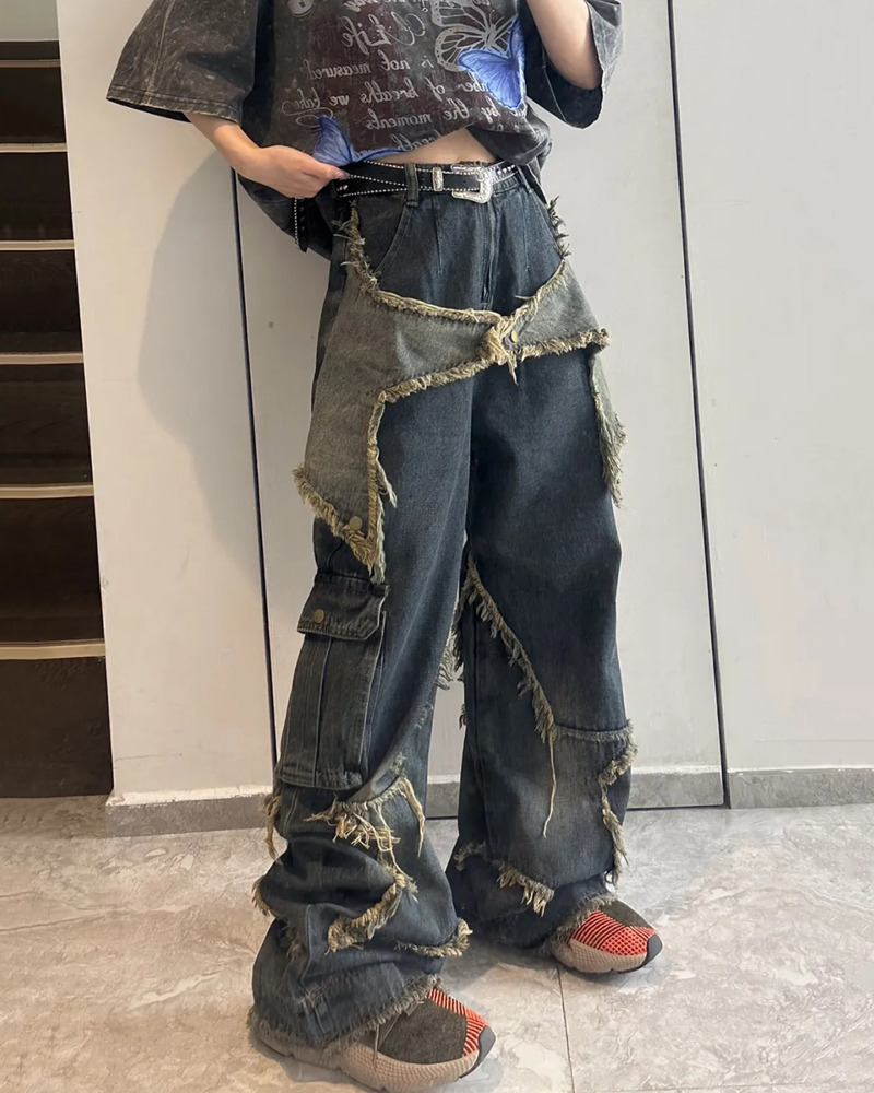Y2K Grunge Baggy Star Jeans - Retro 90S Fashion, Summer Outfits, And Hip Hop Style Y2K Grunge Baggy Star Jeans - Retro 90S Fashion, Summer Outfits, And Hip Hop Style