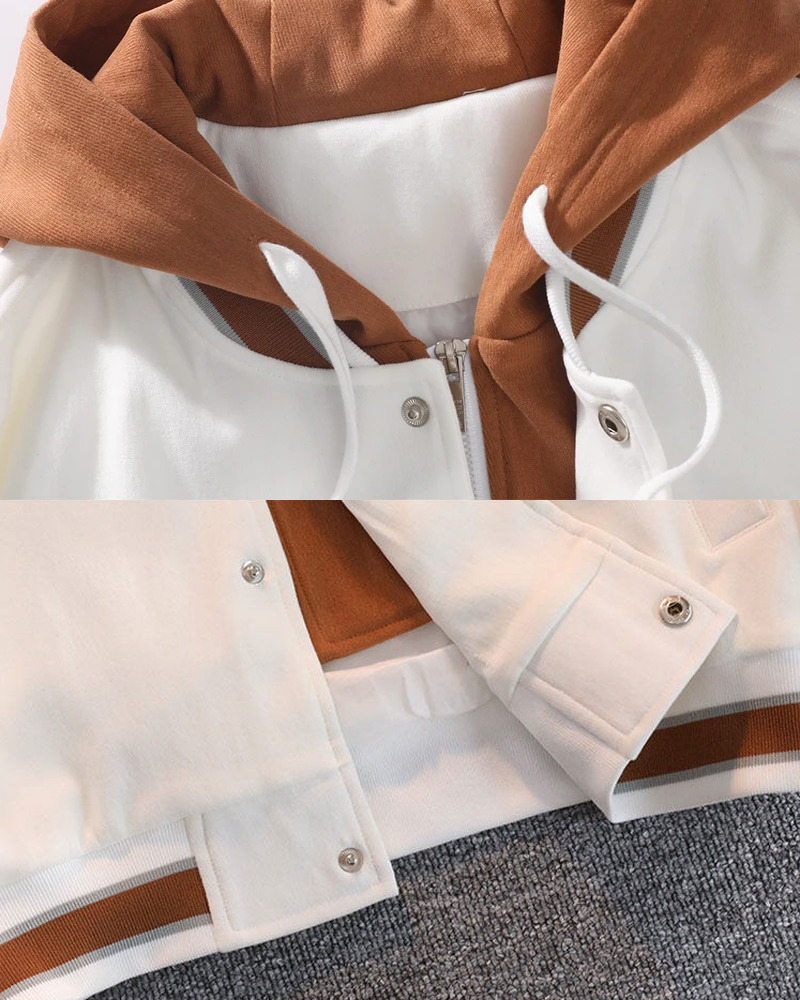 Y2K Grunge Baseball Jacket With Hood - Retro 90S Fashion, Summer Y2K Outfits, Pastel Goth Style Y2K Grunge Baseball Jacket With Hood - Retro 90S Fashion, Summer Y2K Outfits, Pastel Goth Style