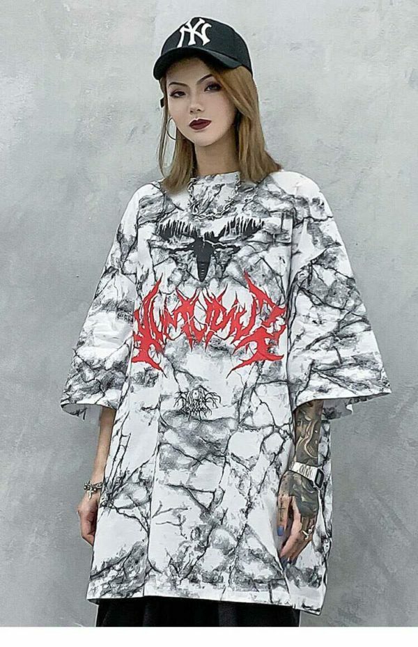 Y2K Grunge Bat Print T-Shirt - Retro 90S Fashion, Summer Y2K Outfits, Gothic Y2K Style Y2K Grunge Bat Print T-Shirt - Retro 90S Fashion, Summer Y2K Outfits, Gothic Y2K Style