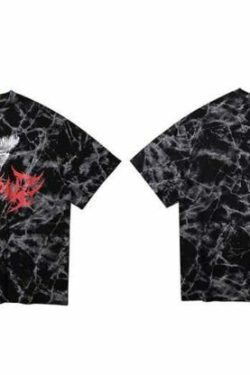 Y2K Grunge Bat Print T-Shirt - Retro 90S Fashion, Summer Y2K Outfits, Gothic Y2K Style