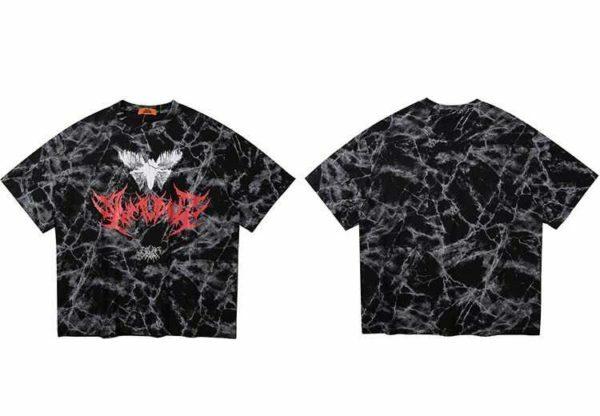 Y2K Grunge Bat Print T-Shirt - Retro 90S Fashion, Summer Y2K Outfits, Gothic Y2K Style Y2K Grunge Bat Print T-Shirt - Retro 90S Fashion, Summer Y2K Outfits, Gothic Y2K Style