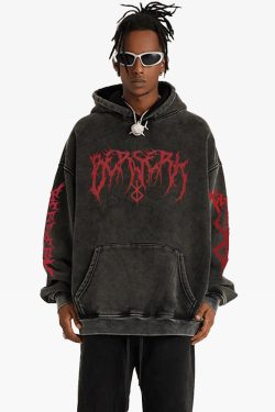 Y2K Grunge Berserk Hoodie - Retro 90S Fashion, Summer Y2K Outfits, Gothic Y2K Style