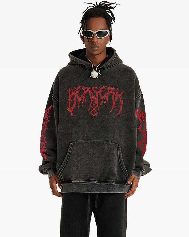Y2K Grunge Berserk Hoodie - Retro 90S Fashion, Summer Y2K Outfits, Gothic Y2K Style