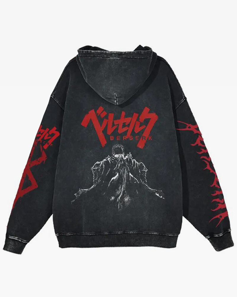 Y2K Grunge Berserk Hoodie - Retro 90S Fashion, Summer Y2K Outfits, Gothic Y2K Style