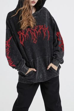 Y2K Grunge Berserk Hoodie - Retro 90S Fashion, Summer Y2K Outfits, Gothic Y2K Style