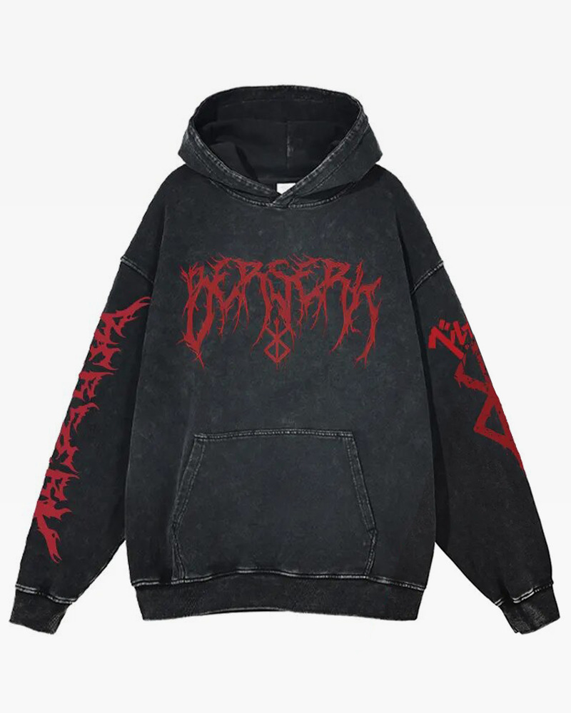 Y2K Grunge Berserk Hoodie - Retro 90S Fashion, Summer Y2K Outfits, Gothic Y2K Style