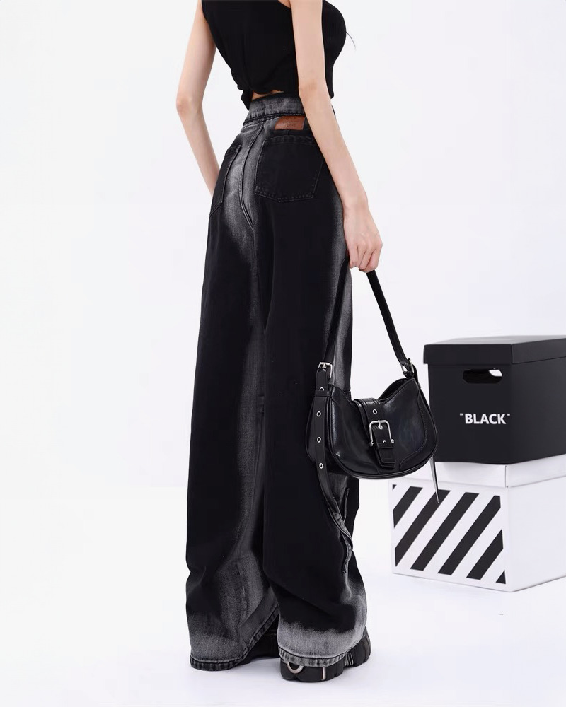 Y2K Grunge Black And Gray Jeans - Retro 90S Fashion, Summer Y2K Outfits, Gothic Y2K Style