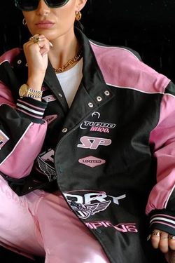 Y2K Grunge Black And Pink Racer Jacket - 90S Fashion, Retro Style, Y2K Club Outfits