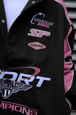 Y2K Grunge Black And Pink Racer Jacket - 90S Fashion, Retro Style, Y2K Club Outfits