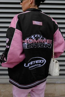 Y2K Grunge Black And Pink Racer Jacket - 90S Fashion, Retro Style, Y2K Club Outfits