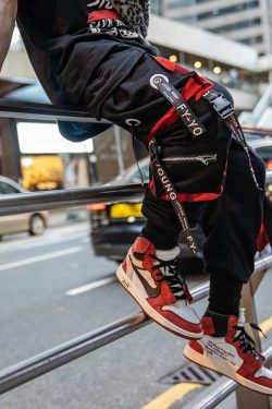 Y2K Grunge Black And Red Cargo Pants - 90S Retro Style, Y2K Summer Outfits, Gothic Y2K