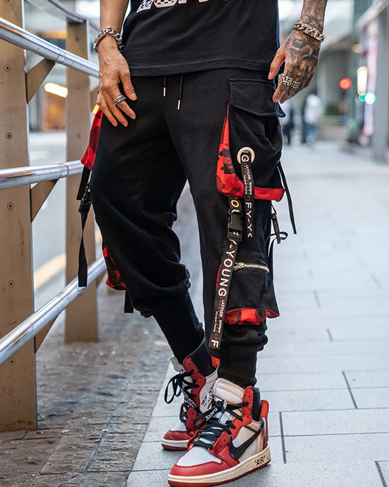 Y2K Grunge Black And Red Cargo Pants - 90S Retro Style, Y2K Summer Outfits, Gothic Y2K Y2K Grunge Black And Red Cargo Pants - 90S Retro Style, Y2K Summer Outfits, Gothic Y2K