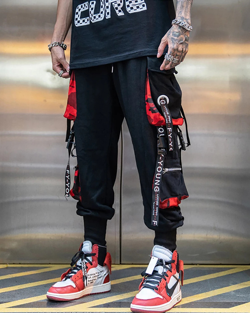 Y2K Grunge Black And Red Cargo Pants - 90S Retro Style, Y2K Summer Outfits, Gothic Y2K Y2K Grunge Black And Red Cargo Pants - 90S Retro Style, Y2K Summer Outfits, Gothic Y2K