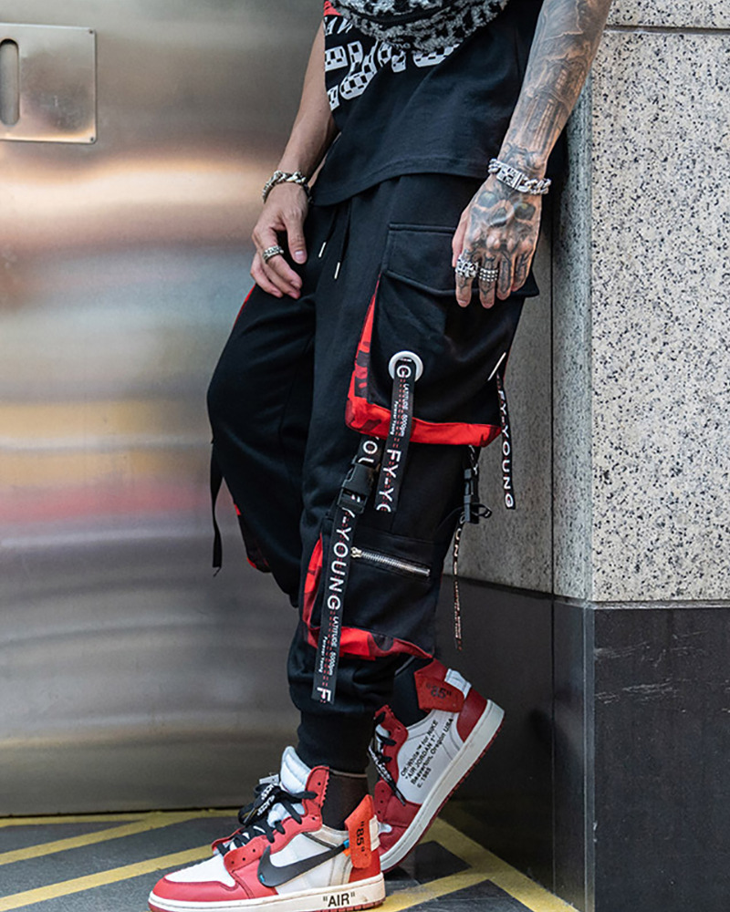 Y2K Grunge Black And Red Cargo Pants - 90S Retro Style, Y2K Summer Outfits, Gothic Y2K Y2K Grunge Black And Red Cargo Pants - 90S Retro Style, Y2K Summer Outfits, Gothic Y2K