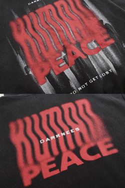 Y2K Grunge Black And Red Graphic Hoodie - 90S Fashion, Retro Style, Y2K Outfits Women