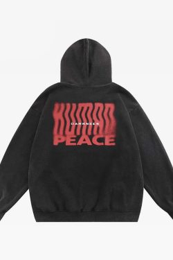 Y2K Grunge Black And Red Graphic Hoodie - 90S Fashion, Retro Style, Y2K Outfits Women