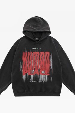 Y2K Grunge Black And Red Graphic Hoodie - 90S Fashion, Retro Style, Y2K Outfits Women