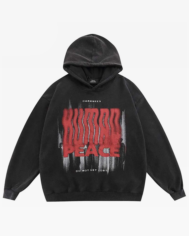 Y2K Grunge Black And Red Graphic Hoodie - 90S Fashion, Retro Style, Y2K Outfits Women Y2K Grunge Black And Red Graphic Hoodie - 90S Fashion, Retro Style, Y2K Outfits Women