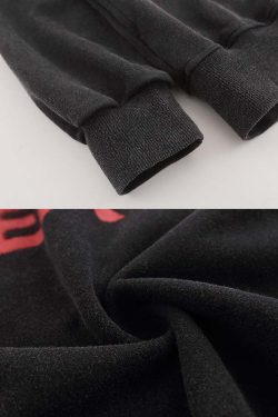 Y2K Grunge Black And Red Graphic Hoodie - 90S Fashion, Retro Style, Y2K Outfits Women