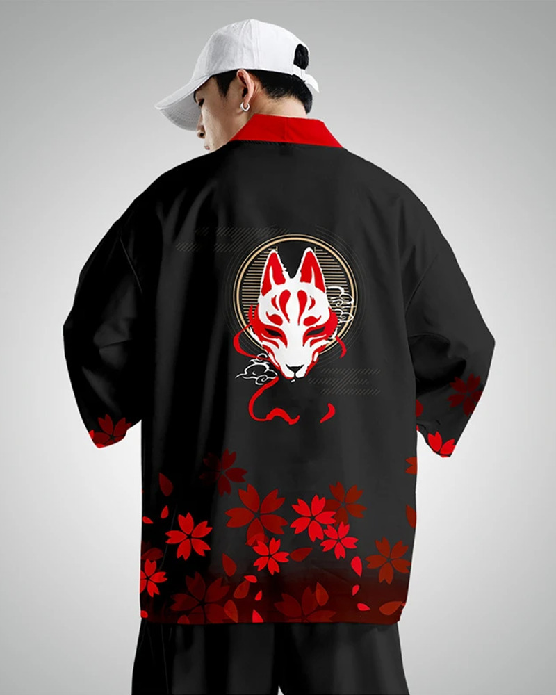 Y2K Grunge Black And Red Haori - Retro 90S Fashion, Summer Outfits, And Gothic Y2K Style