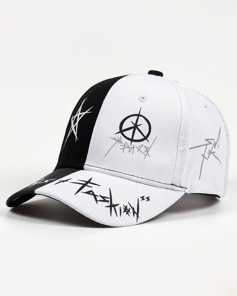 Y2K Grunge Black And White Cap - Retro 90S Fashion, Y2K Summer Outfits, And Gothic Y2K Style Y2K Grunge Black And White Cap - Retro 90S Fashion, Y2K Summer Outfits, And Gothic Y2K Style