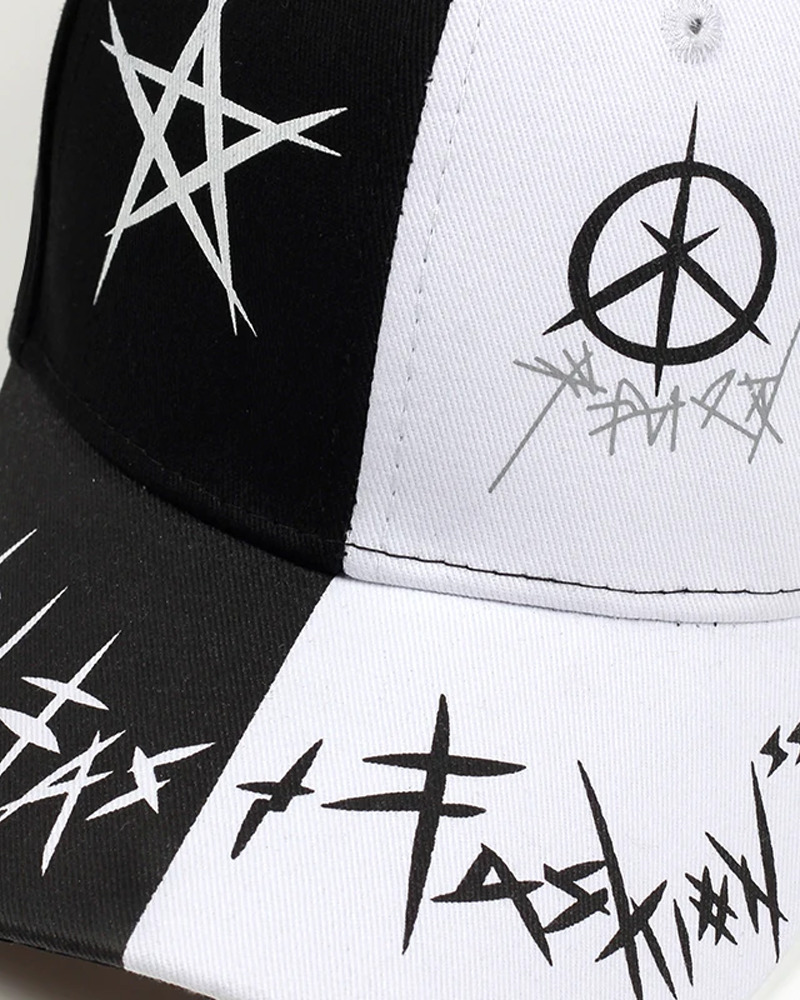 Y2K Grunge Black And White Cap - Retro 90S Fashion, Y2K Summer Outfits, And Gothic Y2K Style Y2K Grunge Black And White Cap - Retro 90S Fashion, Y2K Summer Outfits, And Gothic Y2K Style