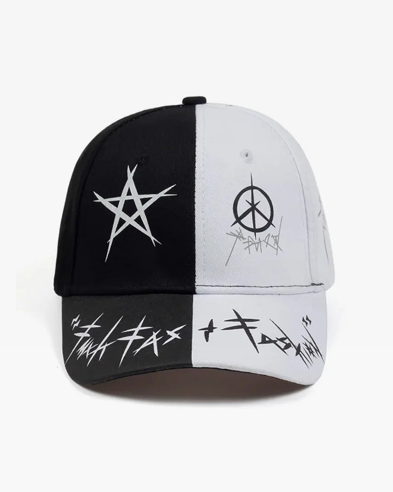 Y2K Grunge Black And White Cap - Retro 90S Fashion, Y2K Summer Outfits, And Gothic Y2K Style Y2K Grunge Black And White Cap - Retro 90S Fashion, Y2K Summer Outfits, And Gothic Y2K Style