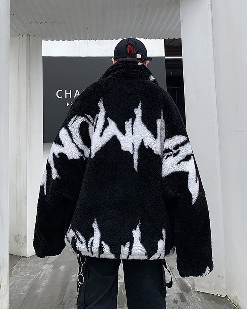 Y2K Grunge Black And White Fleece Jacket - Retro 90S Fashion, Y2K Outfits, Gothic Y2K Style Y2K Grunge Black And White Fleece Jacket - Retro 90S Fashion, Y2K Outfits, Gothic Y2K Style