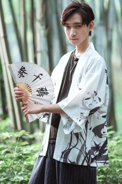 Y2K Grunge Black And White Kimono Jacket - Retro 90S Fashion, Summer Y2K Outfits, Gothic Style