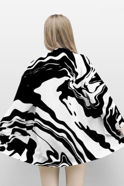 Y2K Grunge Black And White Kimono Top - Retro 90S Fashion, Summer Y2K Outfits