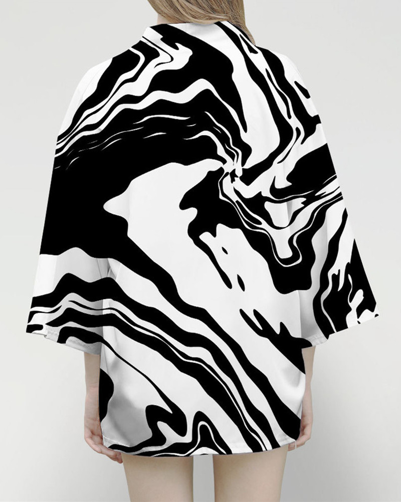 Y2K Grunge Black And White Kimono Top - Retro 90S Fashion, Summer Y2K Outfits Y2K Grunge Black And White Kimono Top - Retro 90S Fashion, Summer Y2K Outfits