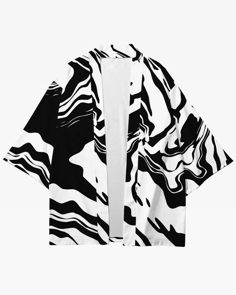 Y2K Grunge Black And White Kimono Top - Retro 90S Fashion, Summer Y2K Outfits Y2K Grunge Black And White Kimono Top - Retro 90S Fashion, Summer Y2K Outfits