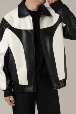 Y2K Grunge Black And White Leather Jacket - Retro 90S Fashion, Summer Y2K Outfits