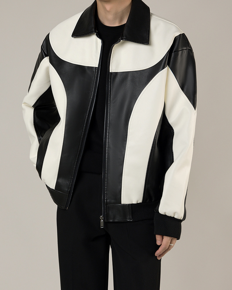 Y2K Grunge Black And White Leather Jacket - Retro 90S Fashion, Summer Y2K Outfits Y2K Grunge Black And White Leather Jacket - Retro 90S Fashion, Summer Y2K Outfits